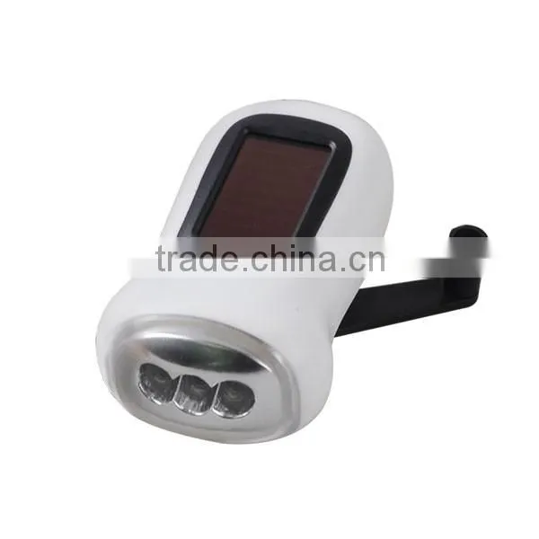 Battery Free Hand Crank Solar Green Power 3 LED Torch