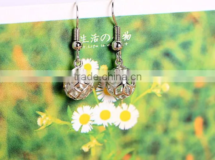Fashion crystal hoop earrings clear white rhinestone earrings bridal earrings