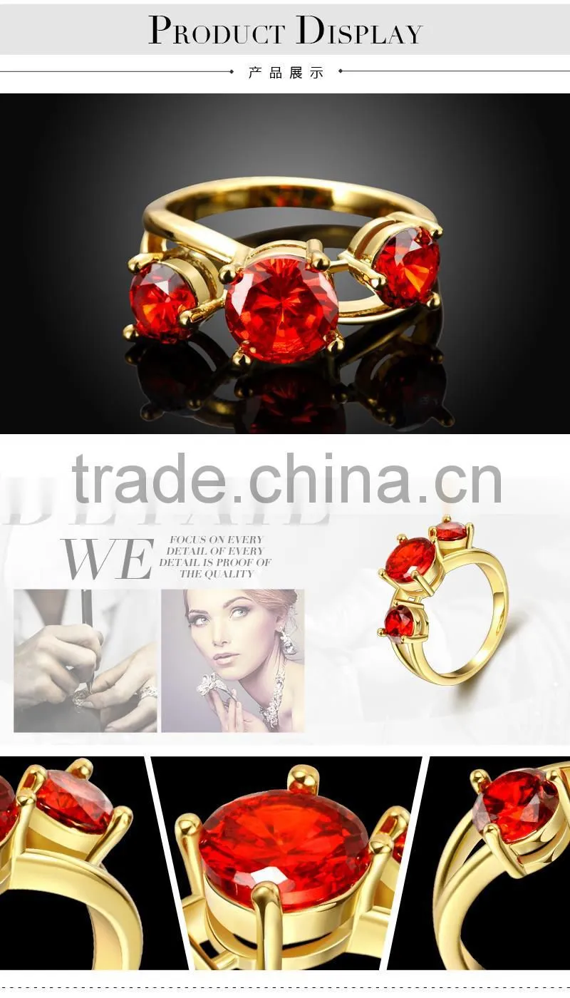 Beautiful three big red stone ring for women