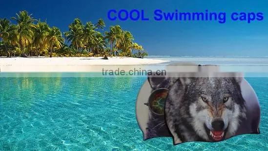 2016 newest design custom printed silicone swim cap for long hair