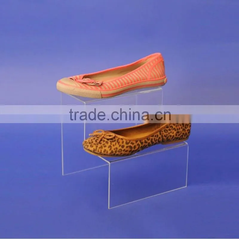 Stepped Freestanding Clear Acrylic Shoe Display Stand Retail Display
