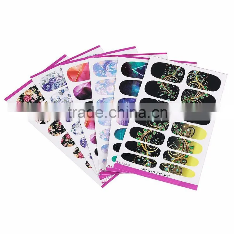 K5633 K5653 K5711B K5721B K5708B Nail Sticker Manicure Decor Decal Tools Rose Floral Butterfly Galaxy Patterns Water Transfers S