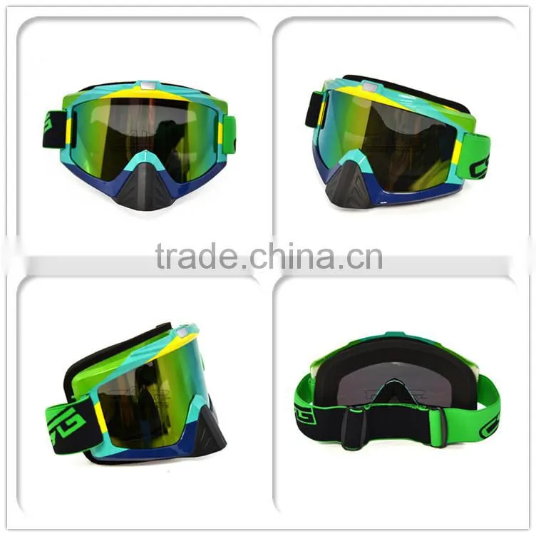 BJ-MG-013A Manufacturer Adult Reflective Brazil Frame Racing Motocross Goggles Roll Off