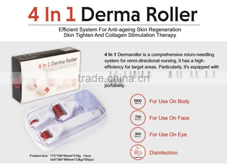 Personal Beauty care derma roller with 4 heads and disinfecting zone derma roller