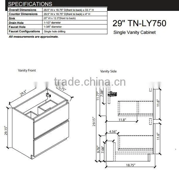 2016 MDF sliding door bathroom vanity