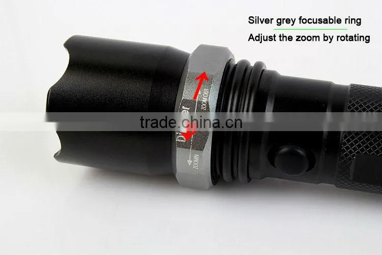 Goread C35 black aluminum high bright zoom Q5 LED 18650 rechargeable flashlight