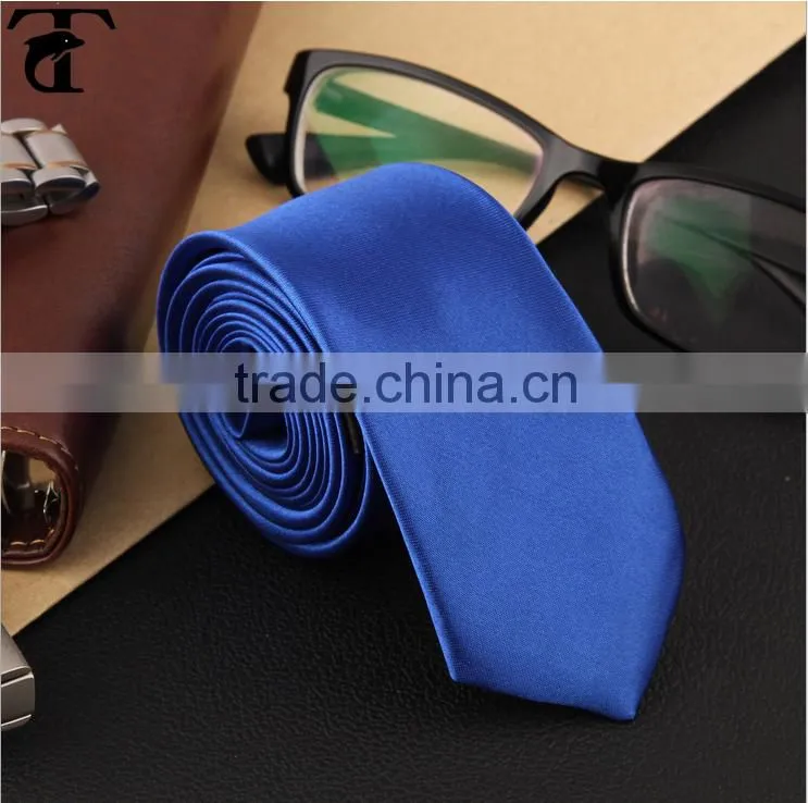 Cheap price Plain blue color polyester school neck tie for student