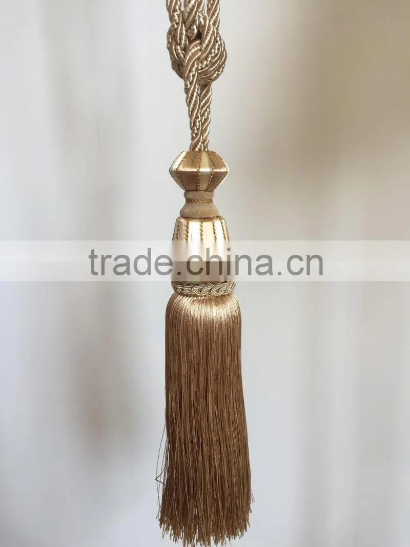 High quality wholesalers curtain accessory polyester material tassel tieback for home decorative