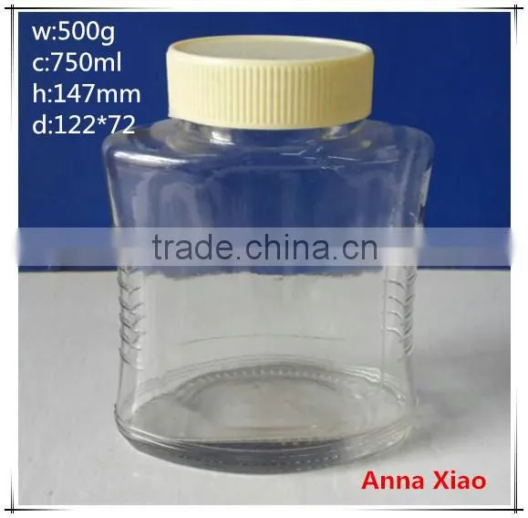 750ml flat glass jars with plastic cap