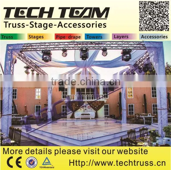 Successful Case Outdoor Event Acrylic Clear Wedding Stage With Crystal Pillars