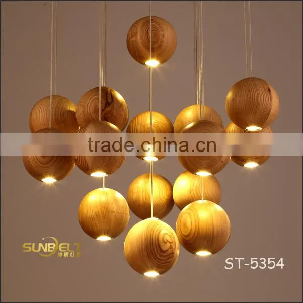 ST-5354 Sunbelt manufacturer's premium wooden pendant Light ,7 Head Round Ball Ceiling Light, Dinning Room Hanging Lamp