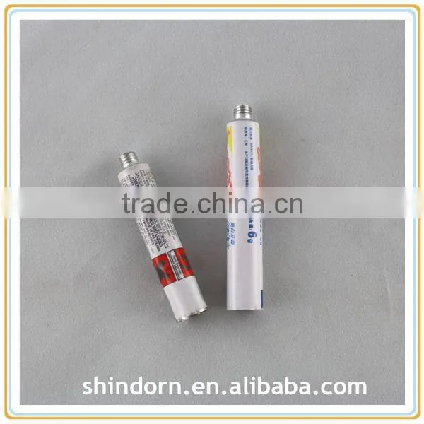 6 gram toothpaste aluminum tube, toothpaste empty tube