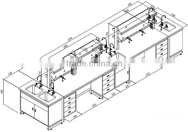 Acid resistant hospital lab workbench table with sink