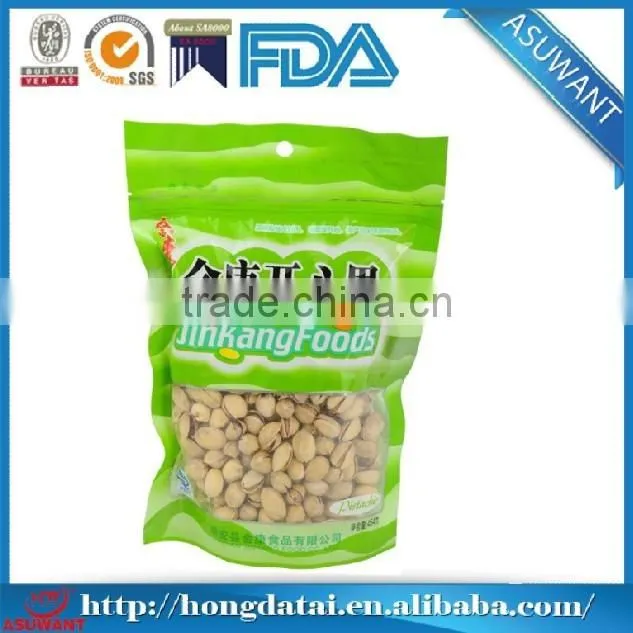 Nice printed zipper snack food packaging bags with clear window