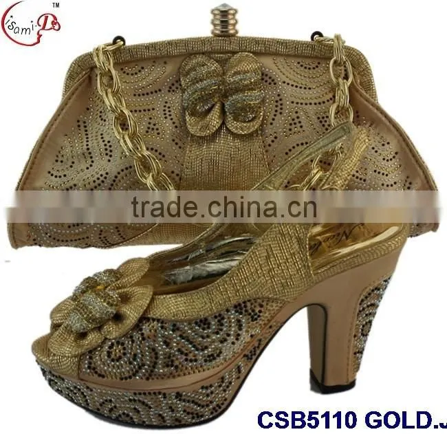 CSB5110 2016 Newest design woman hot selling shoes with matching bags crystal cluth factory price shoes whole sale price