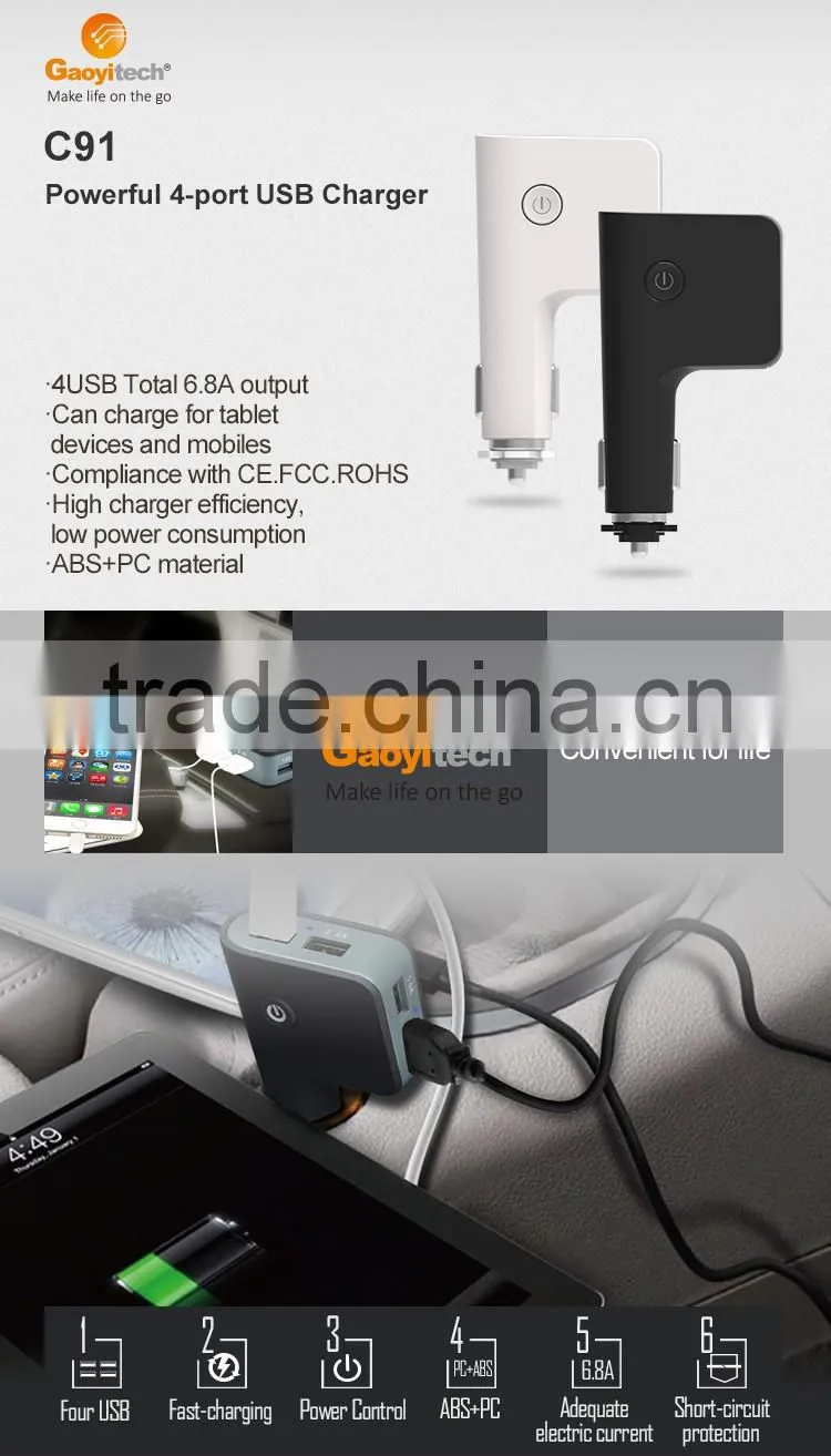 6.8a car charger with usb 12 to 24v dc input car usb charger