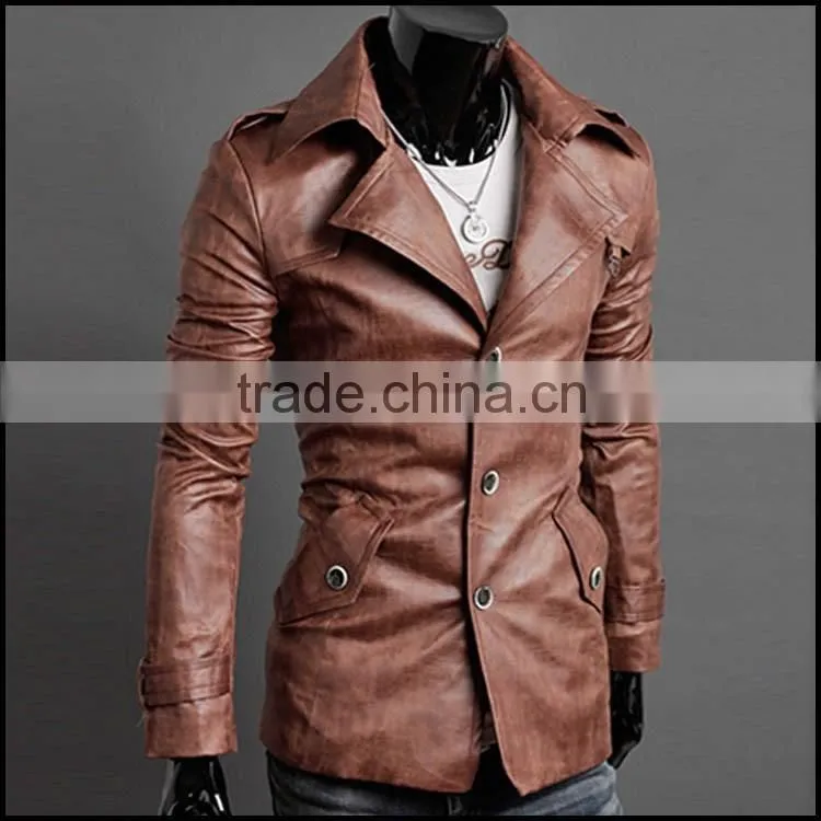 custom latest design leather jacket 100% Leather Jackets for Mens with long line