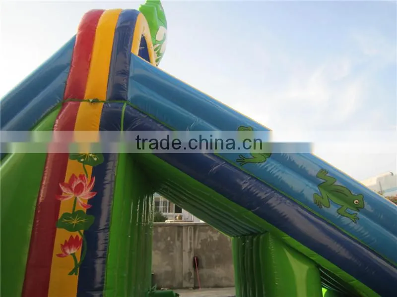 Lanqu water double lane frog inflatable slide for lake