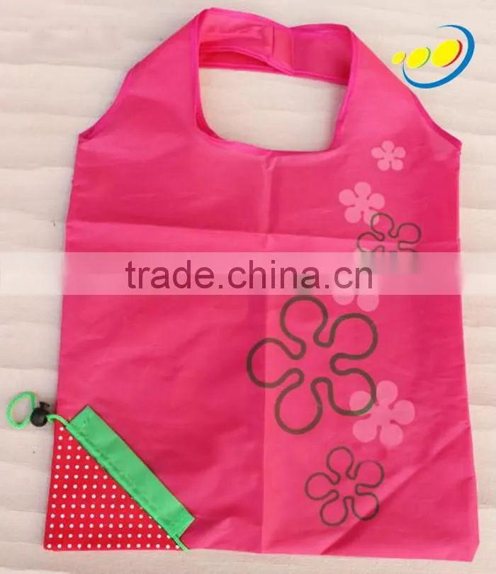 Colorful foldable nylon shopping bag strawberry bag