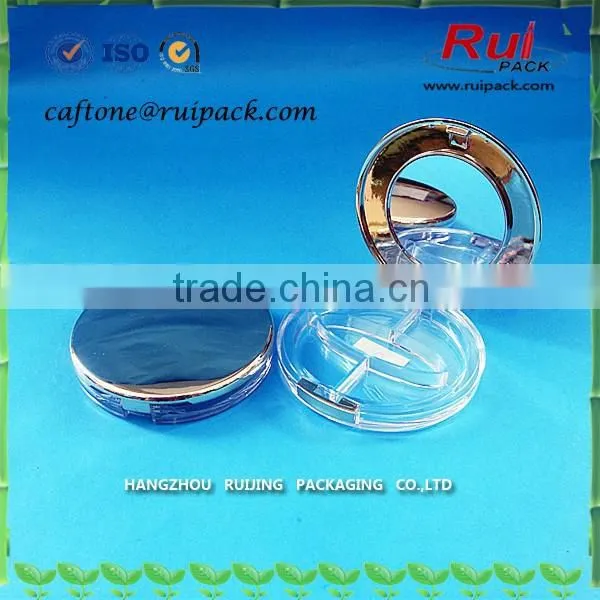 Mini cute compact powder cases with mirror, fashion golden empty cosmetic makeup compact powder case
