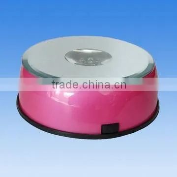 3D laser engraved crystal cube with multicolor round rotating led light base/rotating display led light stand