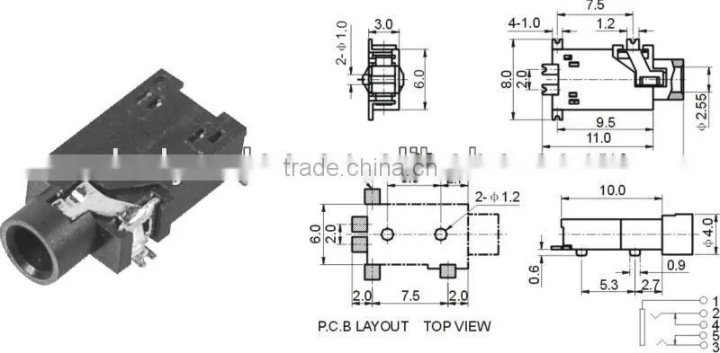 2.5mm phone modular jack
