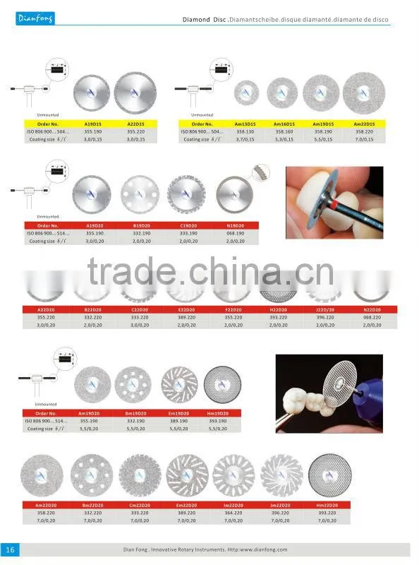 N22D20 22mm Flexible Miniature Solid Dental Edge Coated Diamond Disc Grinding Disk
