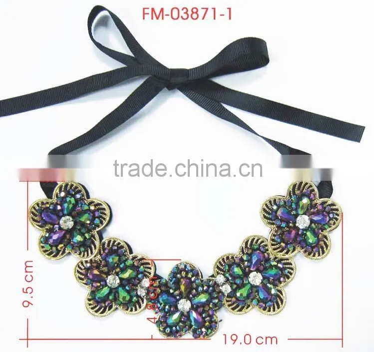 Flower AB Rhinestone Neckline Designs