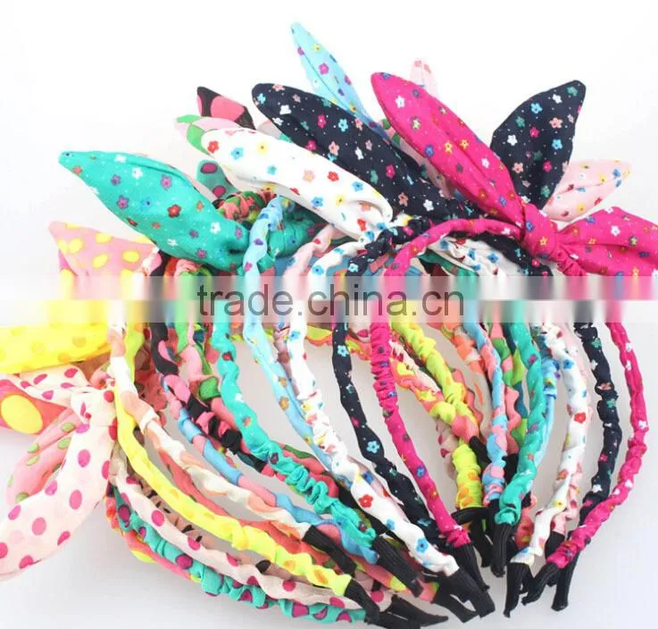 Free sample fabric chiffon wrapped dot headband