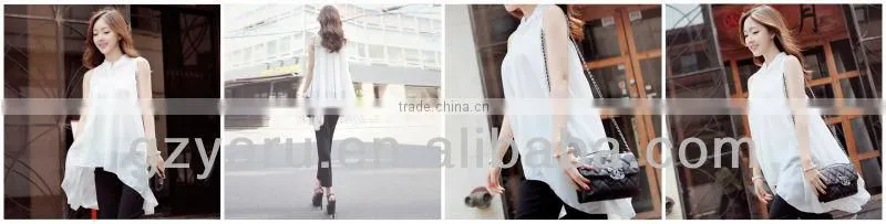 Loose irregular fold splicing chiffon unlined upper garment