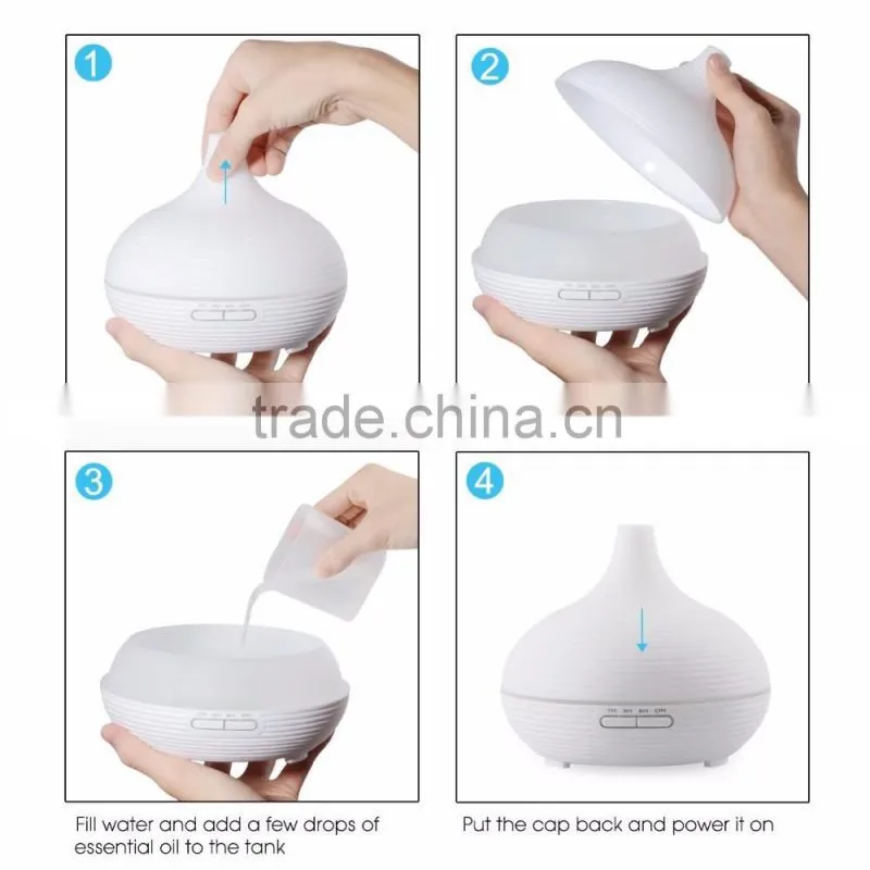 300 ml 7 Colors Changing Light Fashion Design Fea Aroma Diffuser Oil Diffuser Ceramic
