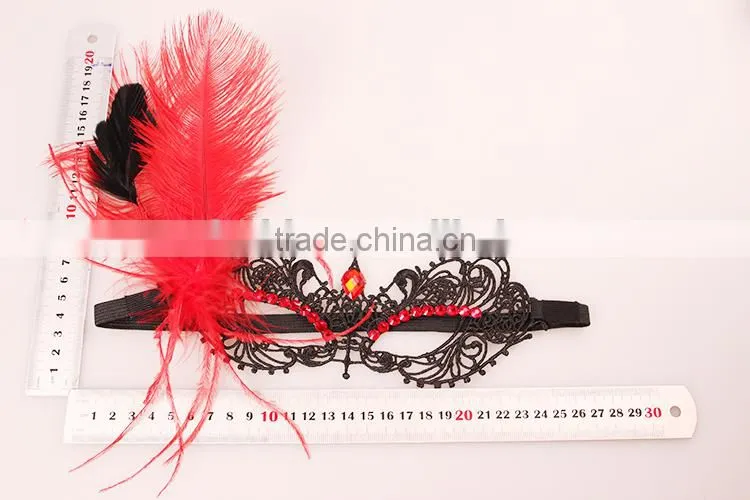 gothic model feather black lace mask, lace eye mask