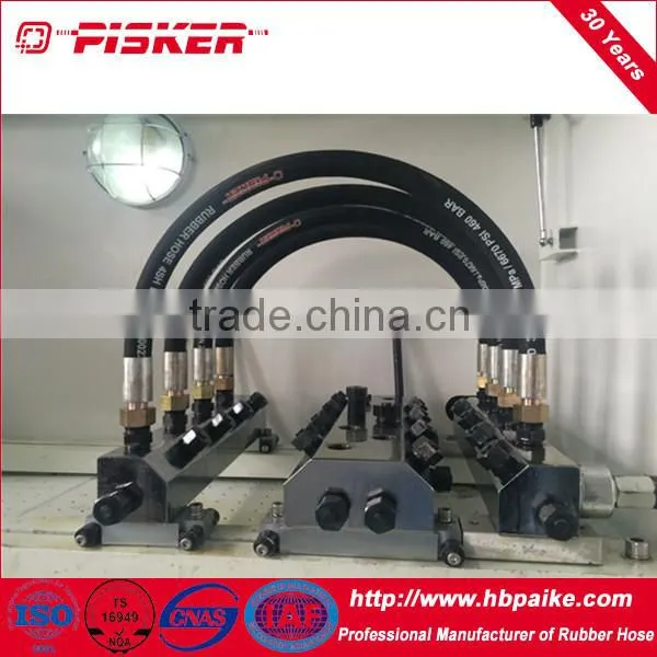 two high tensile fibre braided hydraulic hose