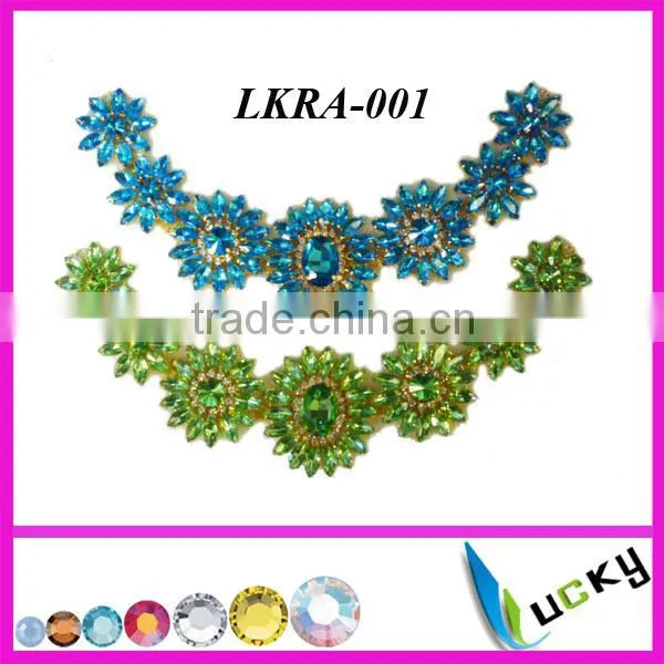 Hot Selling New Design Neon Color Rhinestone applique for wedding dress