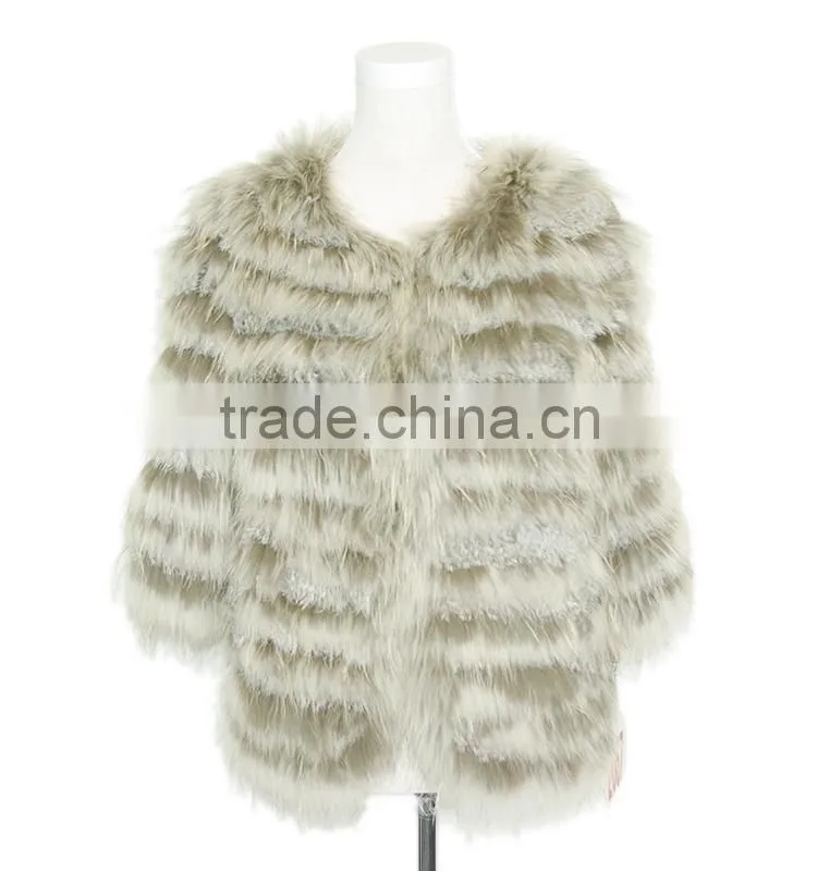 Luxury Natural Raccoon Fur 100% Real fur Coat For Fashion Girls Lady Winter KZ14134