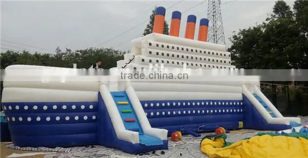 Hot sale high quality inflatable pirate ship yacht, inflatable castle titanic slide, inflatable combo slide