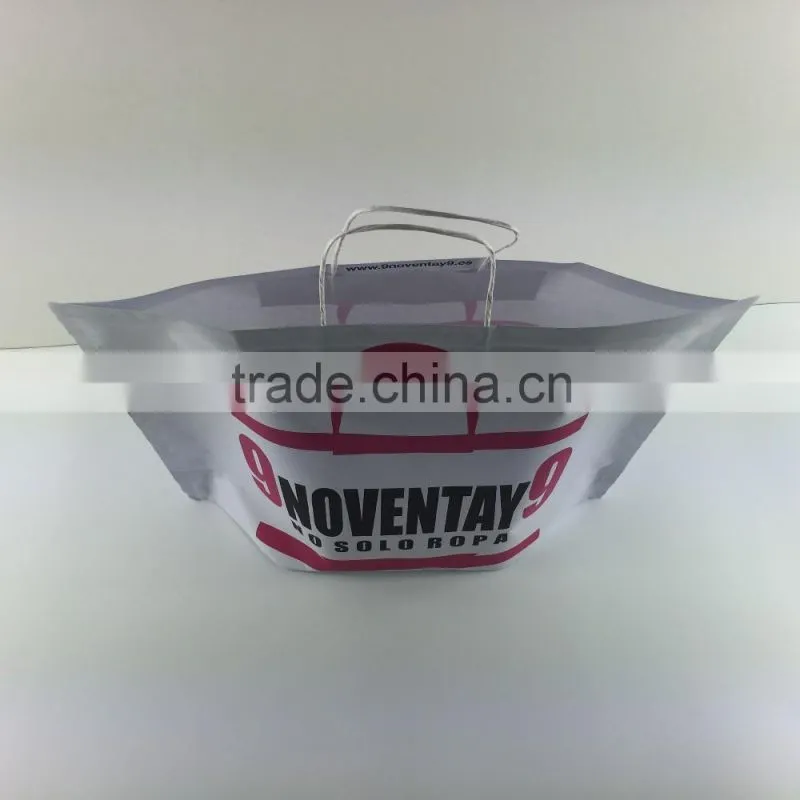 2016 new white kraft paper bag with twisted handles