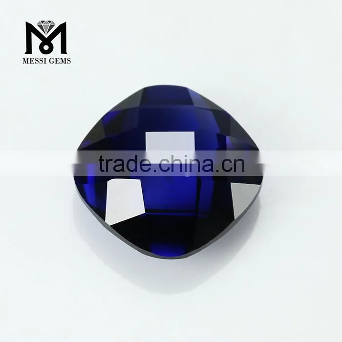 Double Briolette Faceted Gemstone 34# Sapphire Cushion 12x12 Synthetic Corundum
