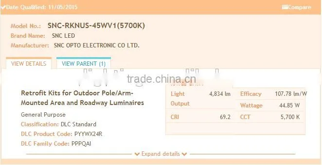 Factory design 45w die-casting aluminum led retrofit kit with UL DLC list for parking lot lighting