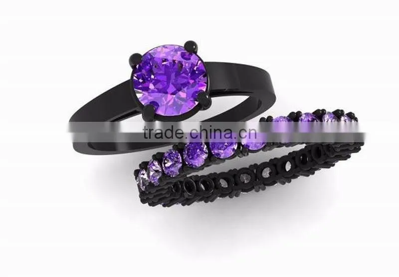 Simple Design Antique Ring Amythest Couple Ring Sets For Lovers
