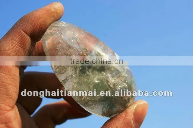 Natural OVAL ARTISTIC QUARTZ Sphere Ball Mineral Substance inside