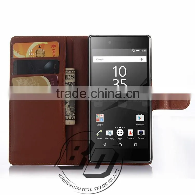 Wholesale Popular Flip wallet PU leather case with card slots For Sony Xperia Z5 Premium luxury Case mobile phone case cover