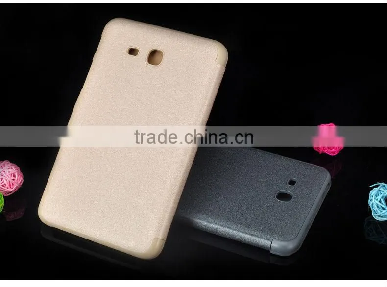 hot selling gold sand seaside pu case for samsung tab 3 lite T110/T320/P601