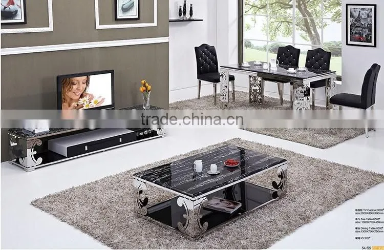 Modern marble top bent metal legs for living room furniture units coffee table/dining table/tv stand