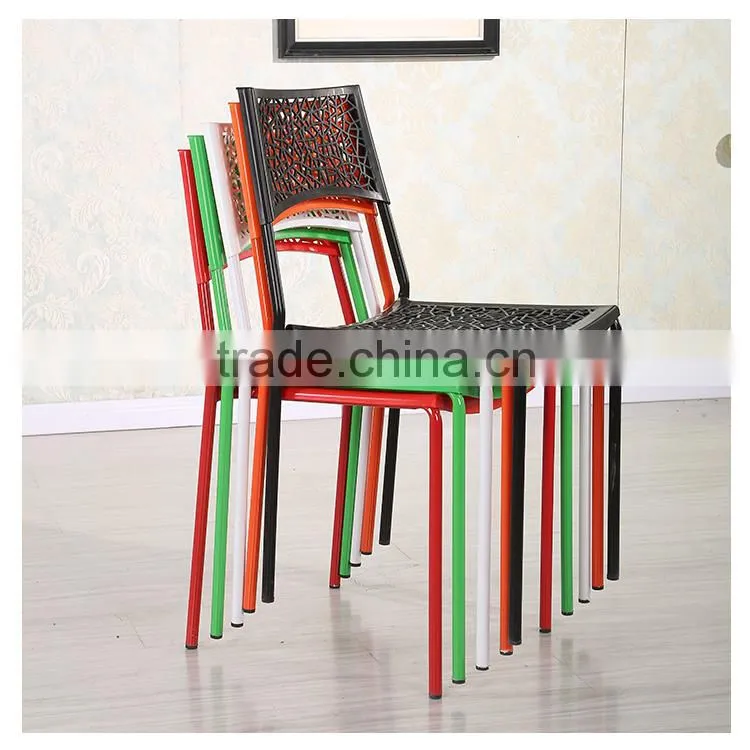 Plastic dining chairs with metal legs