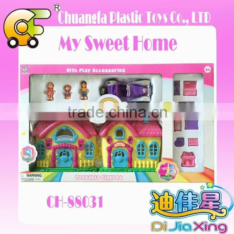 Kids mini villa toys modern villa with furniture wooden villa toys