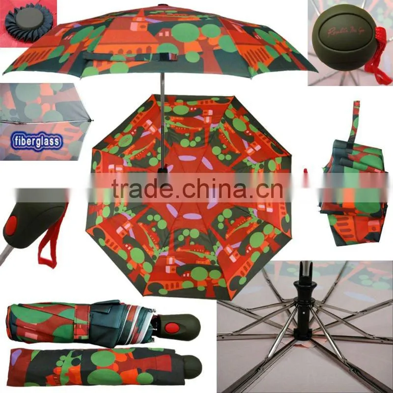 flexible handle aluminum camouflage 3 folding auto umbrella