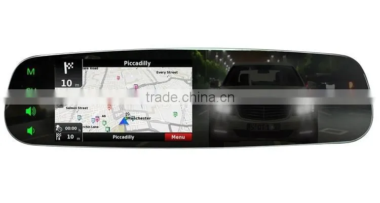 4.3 inch frameless rearview mirror monitor sychronize informations gps navigation