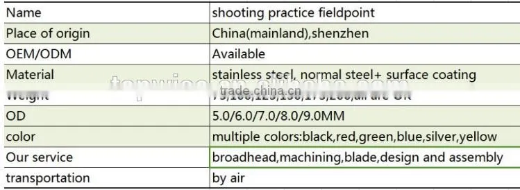 High quanlity shooting pratice field point for compond bow arrow for wholesale
