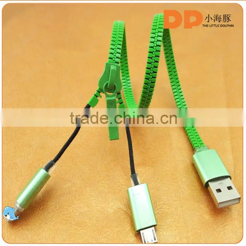 new products 2016 innovative product zipper usb cable 2 in 1 usb cable chargeing cable for iphone 6s